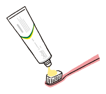 ① クリーニングジェル＜ソフト＞を歯ブラシに取ります。