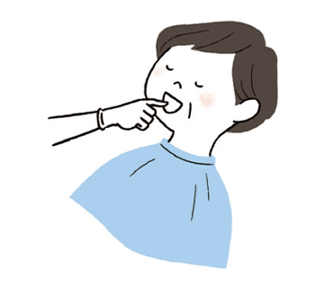 ② 口腔内全体に薄く塗り、粘膜を保湿・保護します。