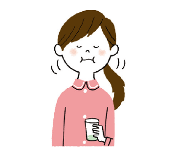 ② 希釈されたコンクールFで数回ぶくぶくうがい。※使用後、水でのうがいは不要です。