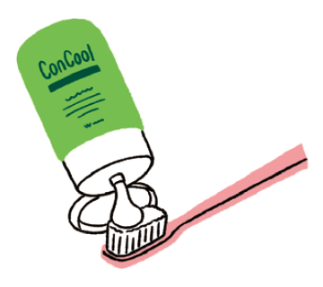 ① ジェルコートFを歯ブラシに取ります。