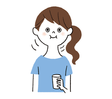 ③ 水で軽くすすぎます。コンクールFを使えば、更に予防効果UP。